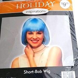 Costume wig short-bob blue adult wig